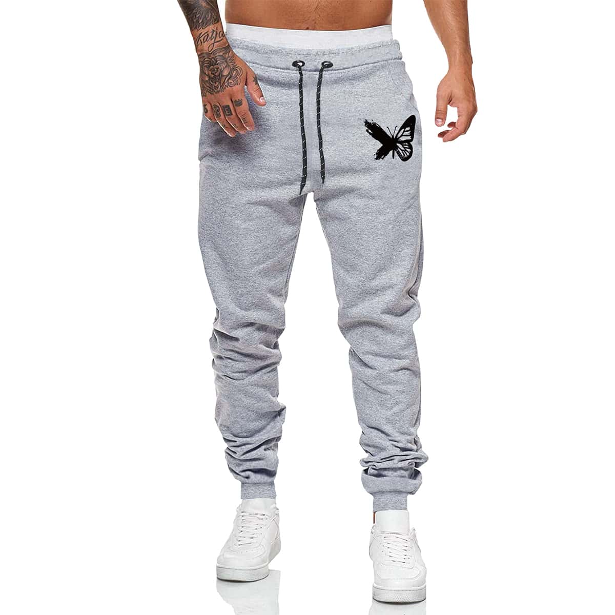 

Guys Butterfly Print Sweatpants, Light grey