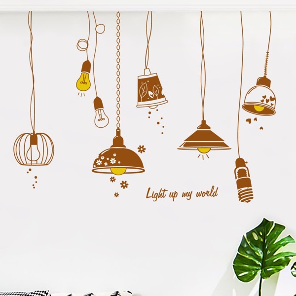 

1set Chandelier Pattern Wall Sticker, Brown