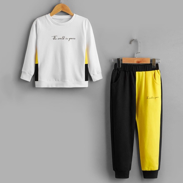 

Toddler Boys Letter Graphic Sweatshirt & Colorblock Sweatpants, Multicolor