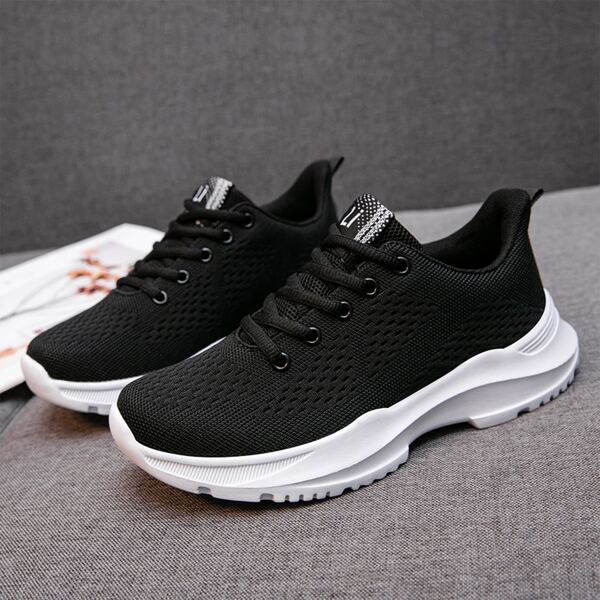 

Lace-up Front Running Sneakers, Black