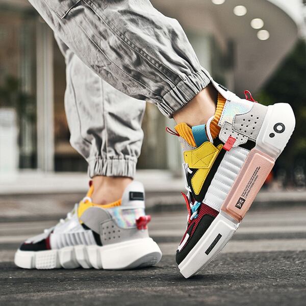 

Men Color Block Lace-up Front Sneakers, Multicolor