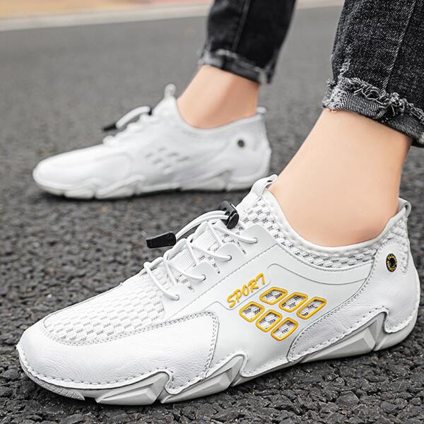 

Men Drawstring Front Sneakers, White