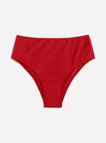 High Waisted Bikini Panty - Red - View 1