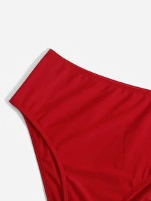 High Waisted Bikini Panty - Red - View 3