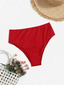 High Waisted Bikini Panty - Red - View 5