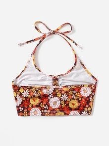 ROMWE Áo hai dây Dây kéo Xù Hoa Tất cả trên in Boho - Nhiều màu - Xem 2