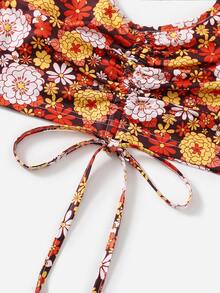 ROMWE Áo hai dây Dây kéo Xù Hoa Tất cả trên in Boho - Nhiều màu - Xem 3