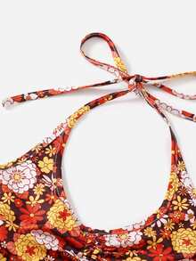 ROMWE Áo hai dây Dây kéo Xù Hoa Tất cả trên in Boho - Nhiều màu - Xem 4