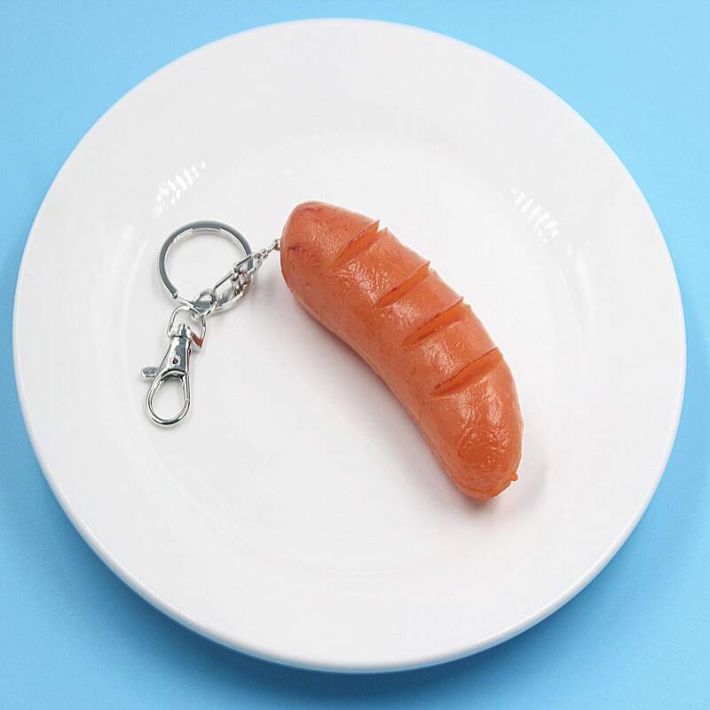 

Simulation Roast Sausage Keychain, Silver