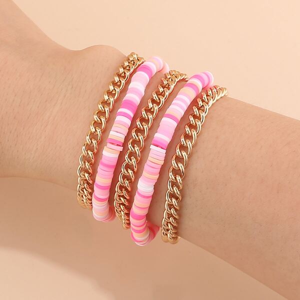 

5pcs Minimalist Chain Bracelet, Multicolor