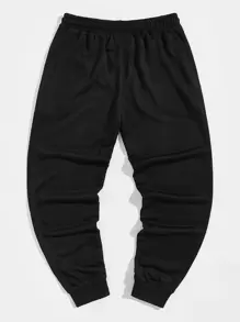 RueChic Men's Drawstring Cross Pattern Joggers - Black - View 4