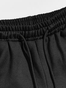 ROMWE MEN Hombres Pantalones deportivos con estampado de letra - Negro - Ver 3