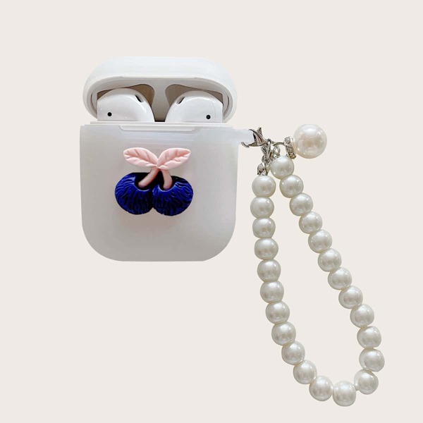 

Cherry Decor Case For Airpods, White