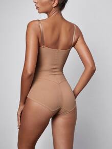 Solid Underwire Shapewear Bodysuit - Apricot - View 2