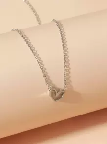 Heart Charm Necklace - Silver - View 2