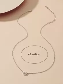 Heart Charm Necklace - Silver - View 3