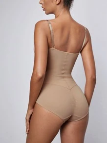 Solid Underwire Shapewear Bodysuit - Camel - View 2