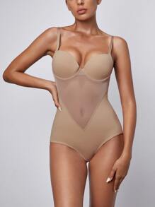 Solid Underwire Shapewear Bodysuit - Camel - View 1