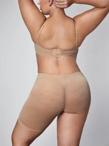 SHAPORA 素色不對稱塑身褲 - 杏色 - 查看 6