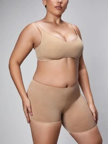 SHAPORA 素色不對稱塑身褲 - 杏色 - 查看 8