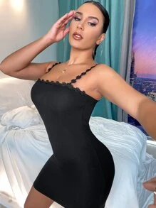 SHEIN Unity Appliques Cami Bodycon Dress - Black - View 1