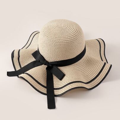 Bow Knot Decor Straw Hat