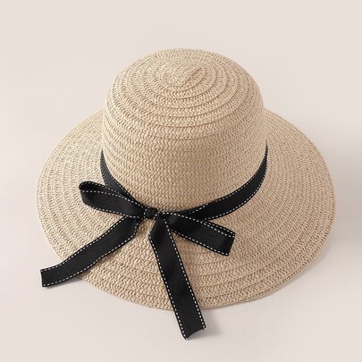 Bow Knot Decor Straw Hat