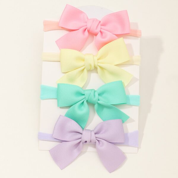 

4pcs Baby Bow Decor Hair Band, Multicolor