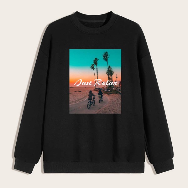 

Guys Letter Graphic Sweatshirt, Black