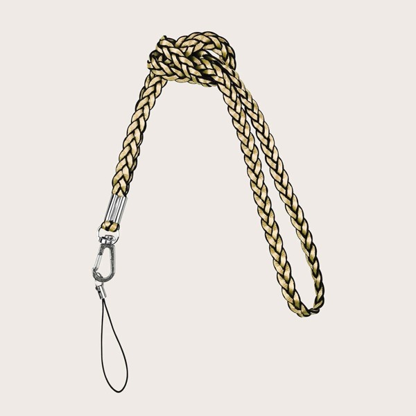 

1pc Braided Phone Lanyard, Gold