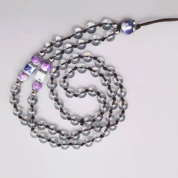 

1pc Beaded Phone Lanyard, Clear
