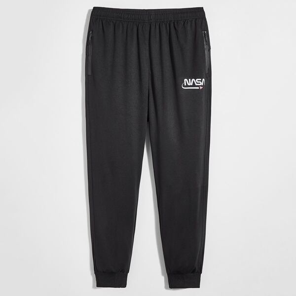 

Men Letter Graphic Sport Pants, Black