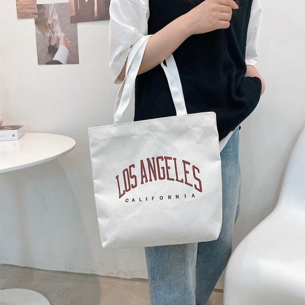

Letter Graphic Tote Bag, White