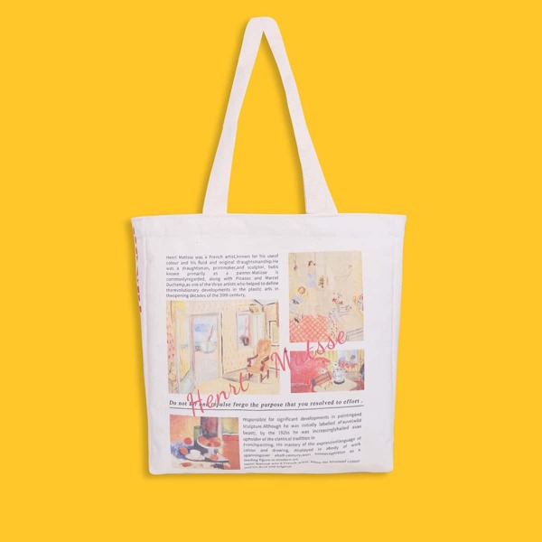 

Magazine Pattern Tote Bag, Beige
