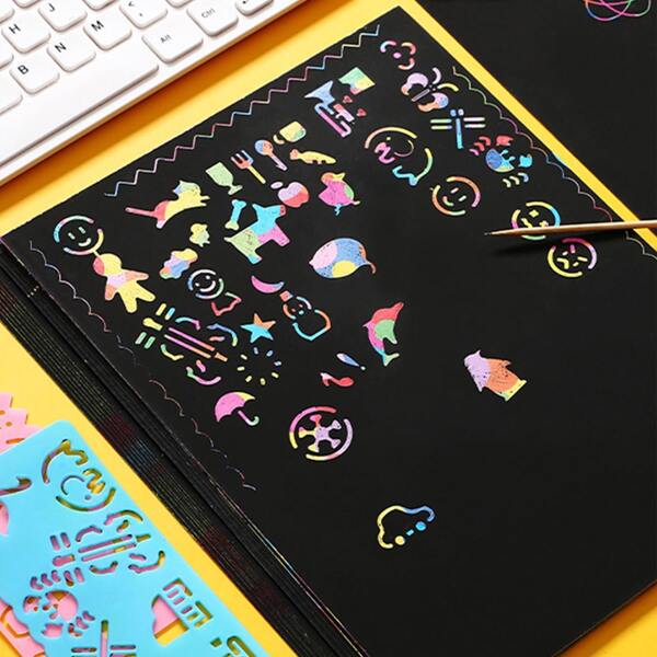 

10sheets Scratch Paper & 1pc Stick, Black