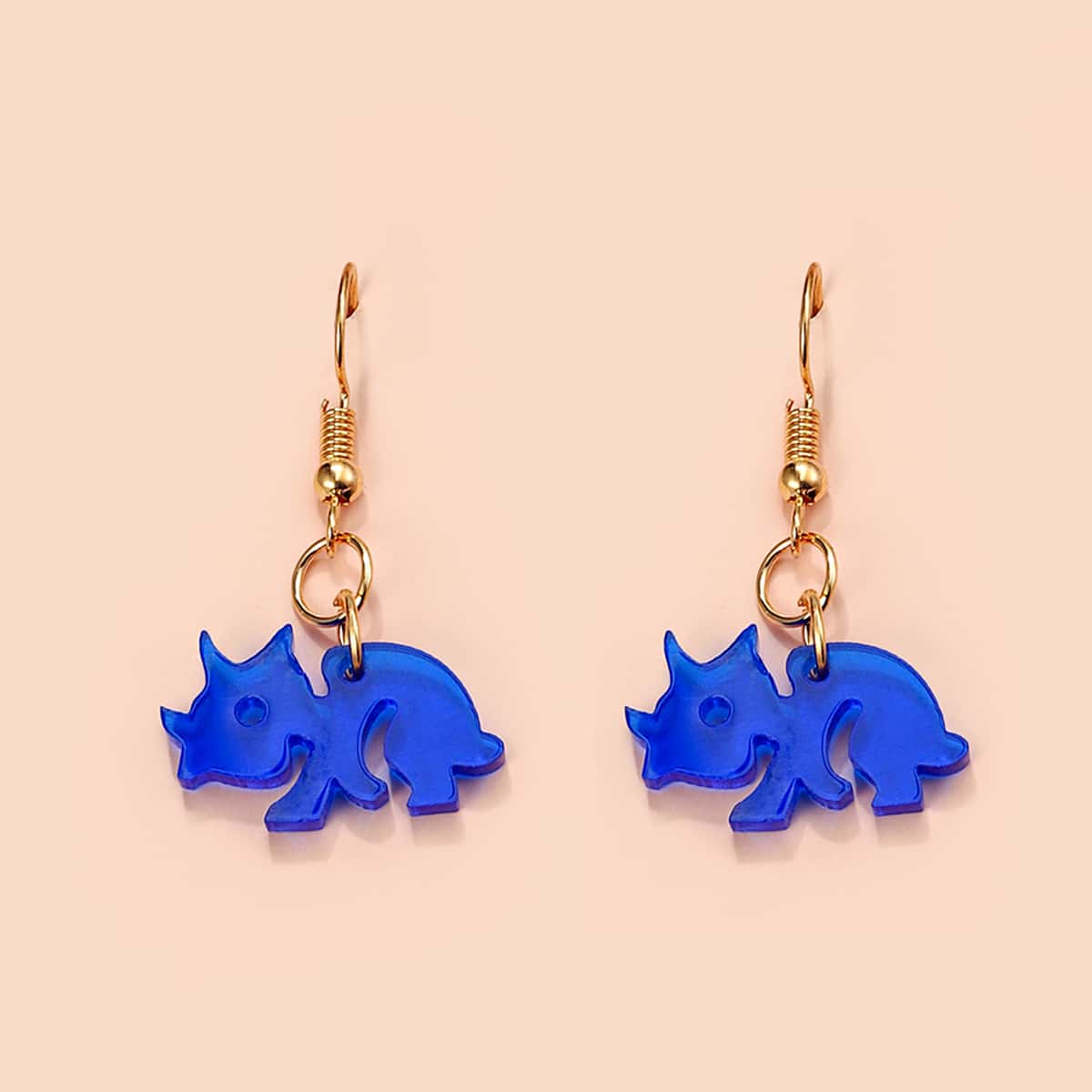 

Dinosaur Charm Earrings, Royal blue