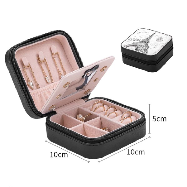 

1pc Eiffel Tower Print Jewelry Storage Box, Black