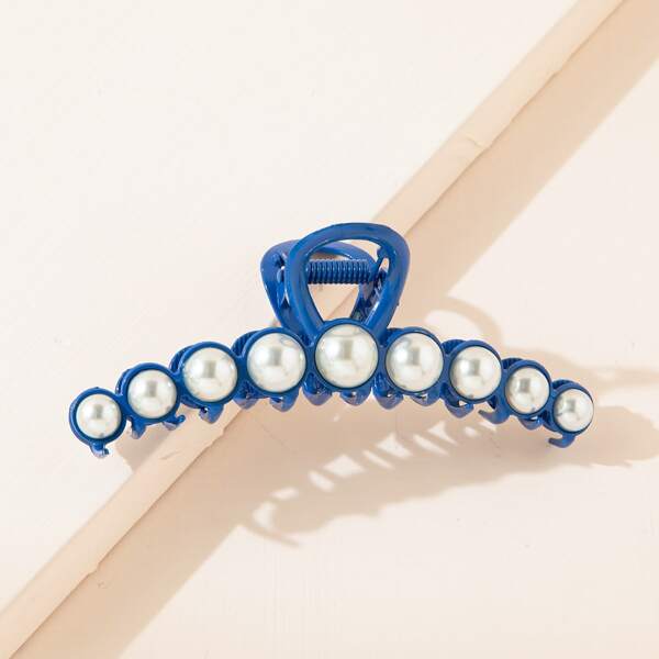 

Faux Pearl Decor Hair Claw, Blue
