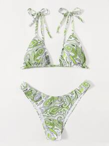 佩斯利印花三角比基尼 - 彩色 - 查看 1