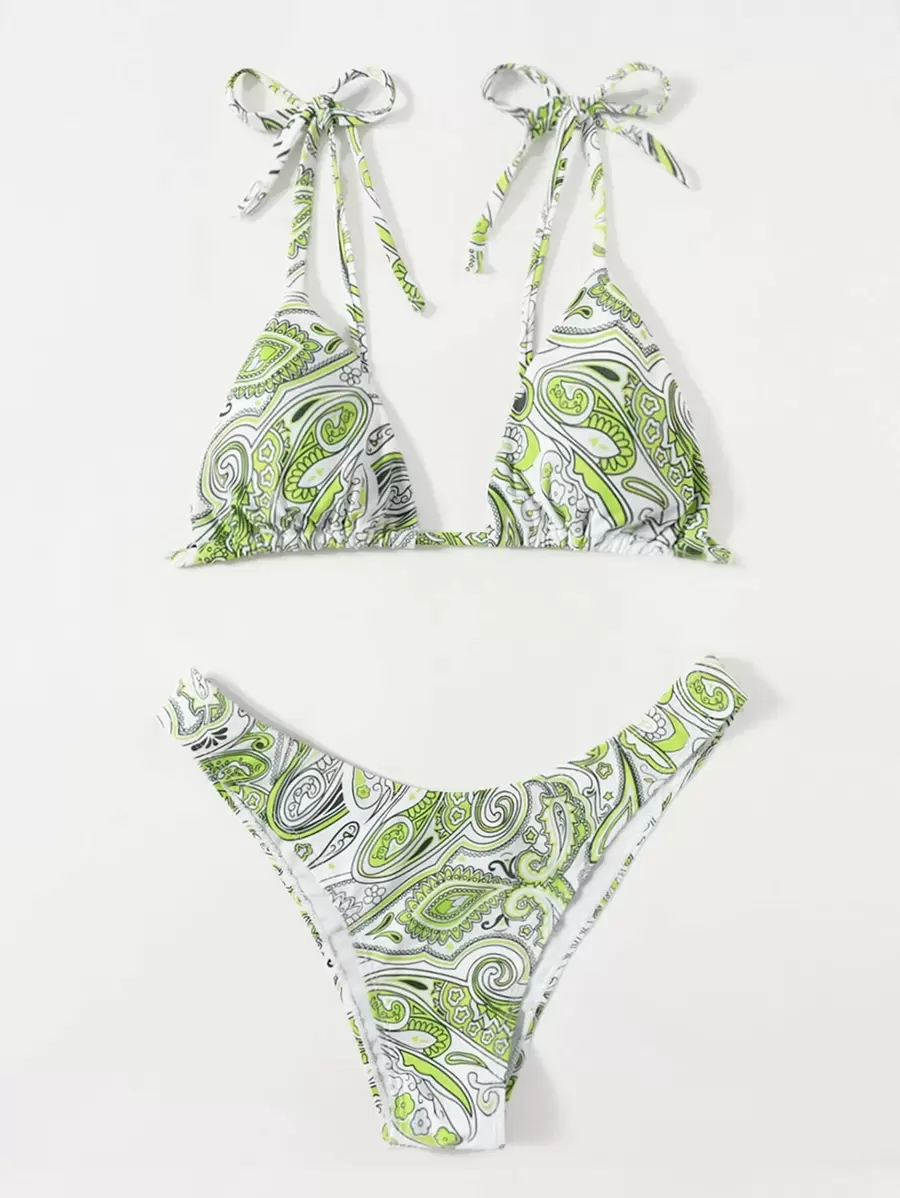佩斯利印花三角比基尼 - 彩色 - 查看 1