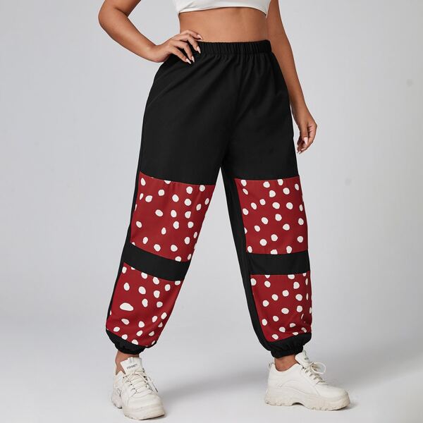 

Plus Colorblock High Waisted Sweatpants, Multicolor