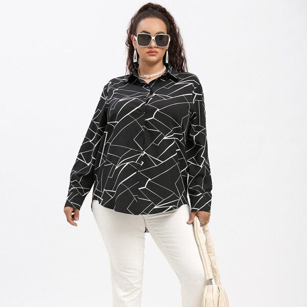 

Geo Graphic High Low Blouse, Black