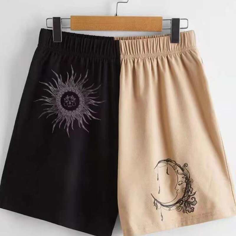 

Sun & Moon Graphic Two Tone Shorts, Multicolor