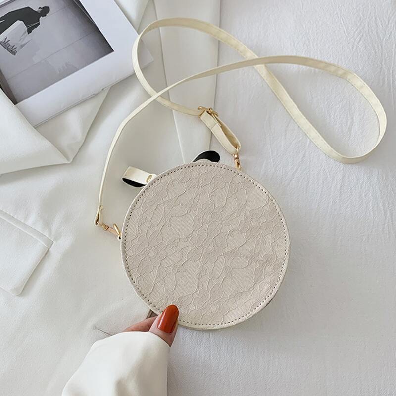 

Mini Embroidered Circle Bag, Beige
