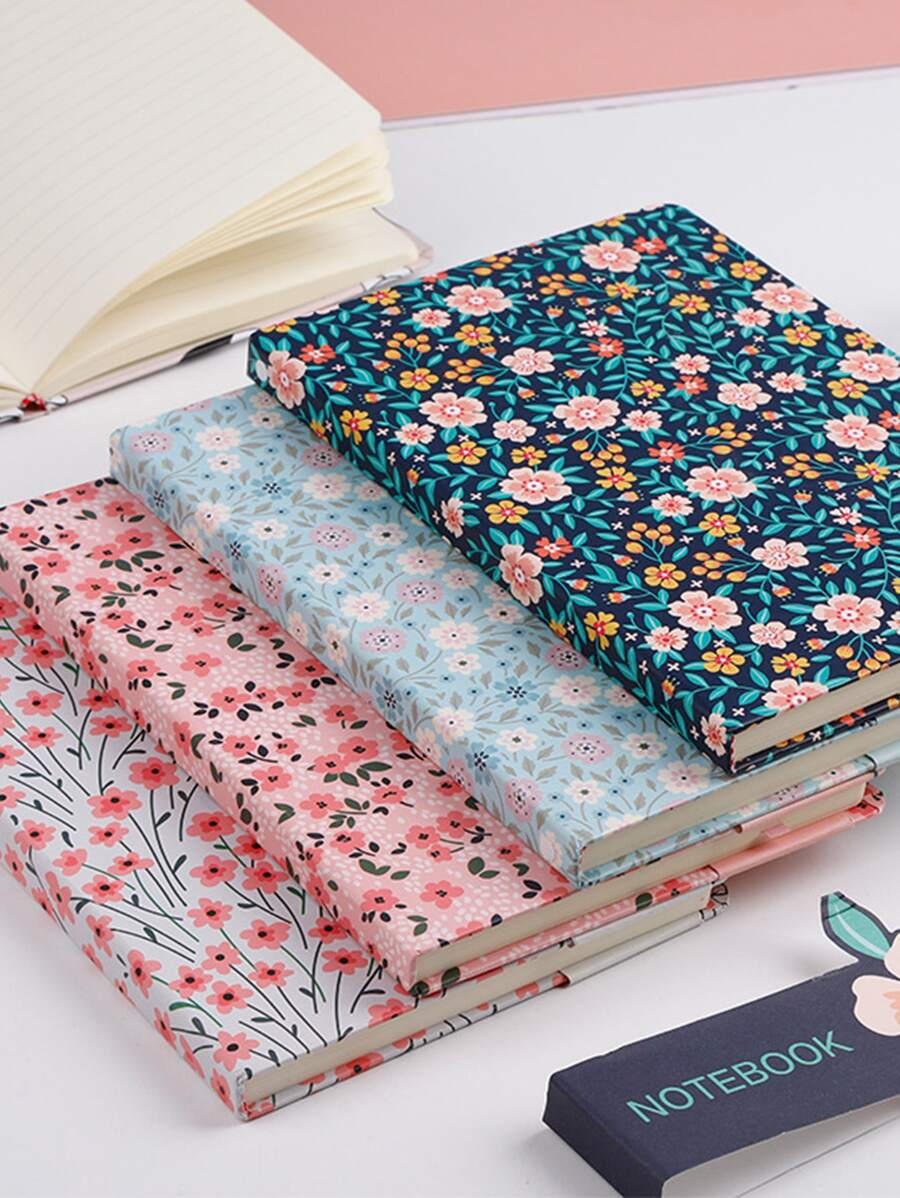 A6 Rural Style Ditsy Floral Notebook With Hardcover 96 Sheets Random Shipment - Multicolor - View 1