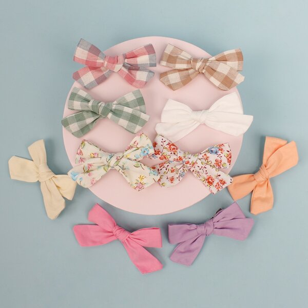 

10pcs Toddler Girls Bow Hair Clip, Multicolor