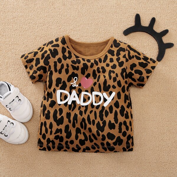 

Toddler Girls Leopard And Slogan Graphic Tee, Multicolor