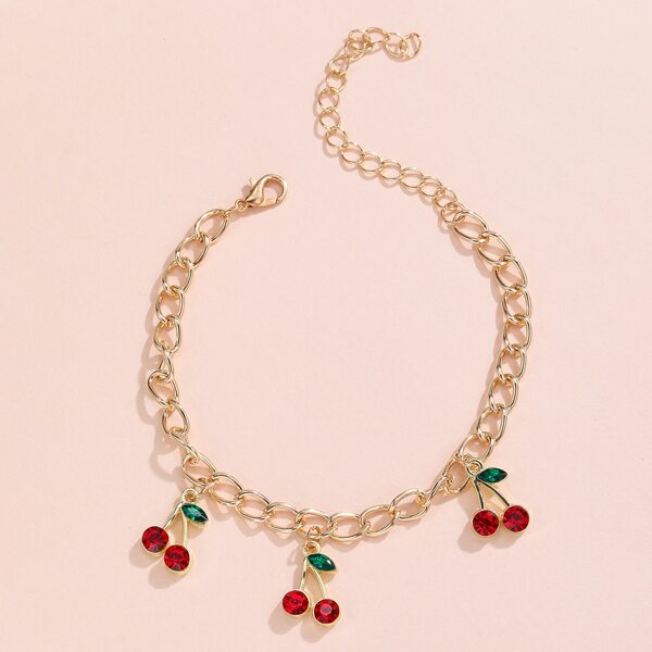 

Fruit Charm Chain Bracelet, Gold
