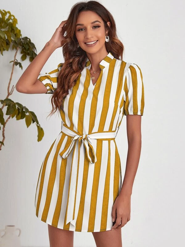 Striped belted dress Outlet
