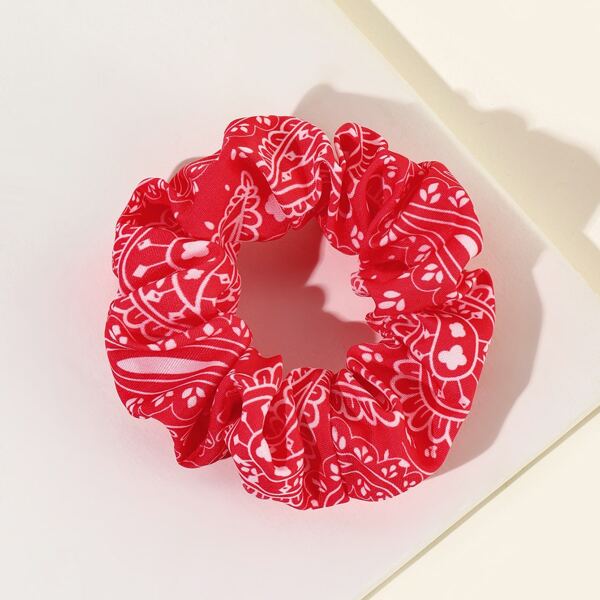 

Flower Print Scrunchie, Red and white